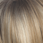 Rose Gold-R  -  A medium to dark golden brown and blends into the rose gold blond with rooted blond and hints of rose and hues of peachy coral. 